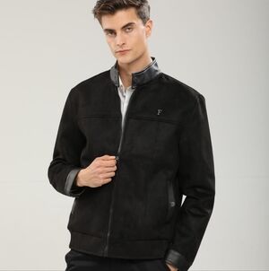 NWT F1 By Ferrari Men's Black Ultrasuede Bomber Style Jacket Size S